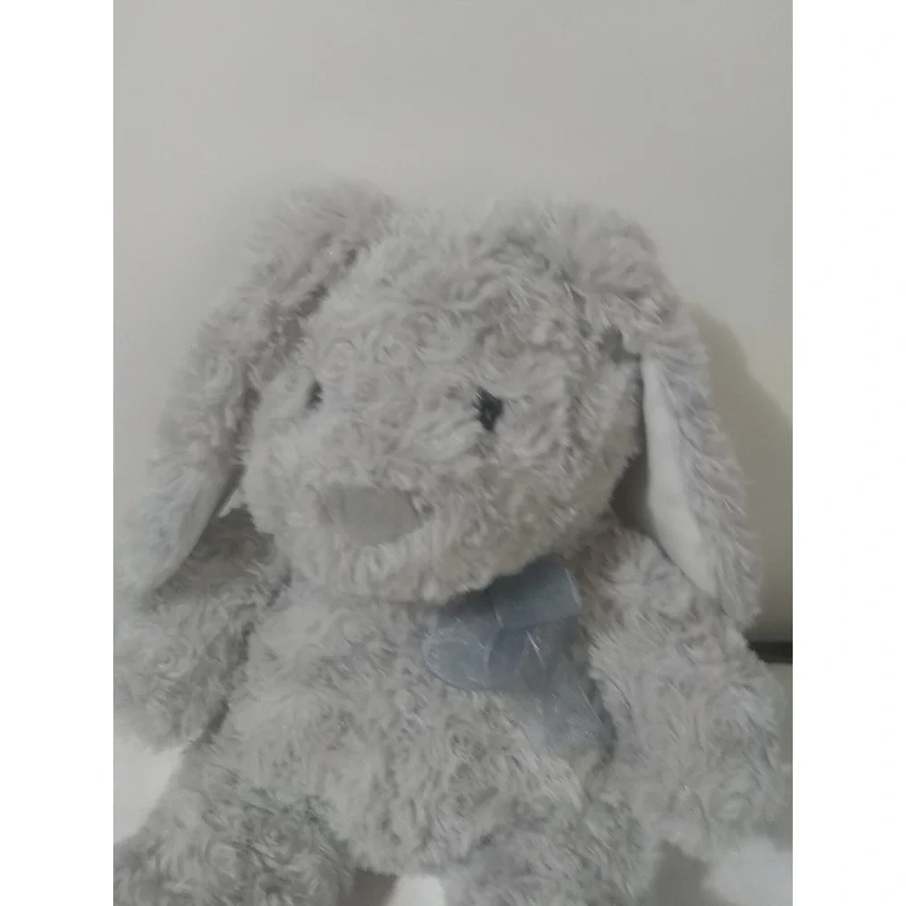 Swirley Gray Bunny Rabbit Hug Fun Silver Bow Baby Gift Easter‎